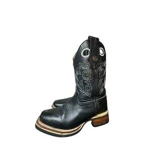 Chaparral Women's Mexican Cowgirl Black Leather Boots Square Toe Mexico Sz 5 US